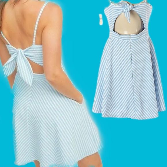 NWT $199 Anthro | Hutch | Molly | Textured Lined Striped Dress w Pockets - Picture 3 of 6